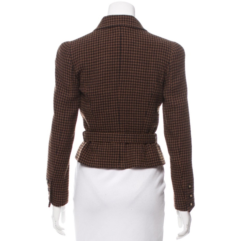 Chanel Wool Patterned Jacket w/ Belt & CC Buttons and Skirt in Large Set - Picture 5 of 8